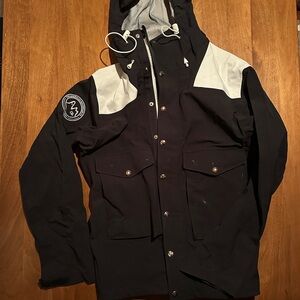 Men's Black and White Hooded Ski Jacket